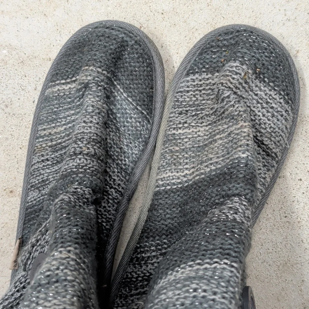 Muk Luks Black and Gray Knit Sweater Women's Boots